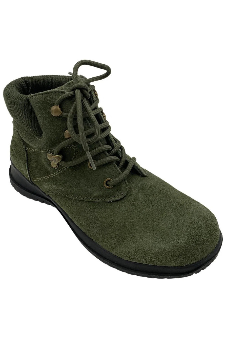 Wanderlust Women's Boston Suede Ankle Boots Olive - Wide